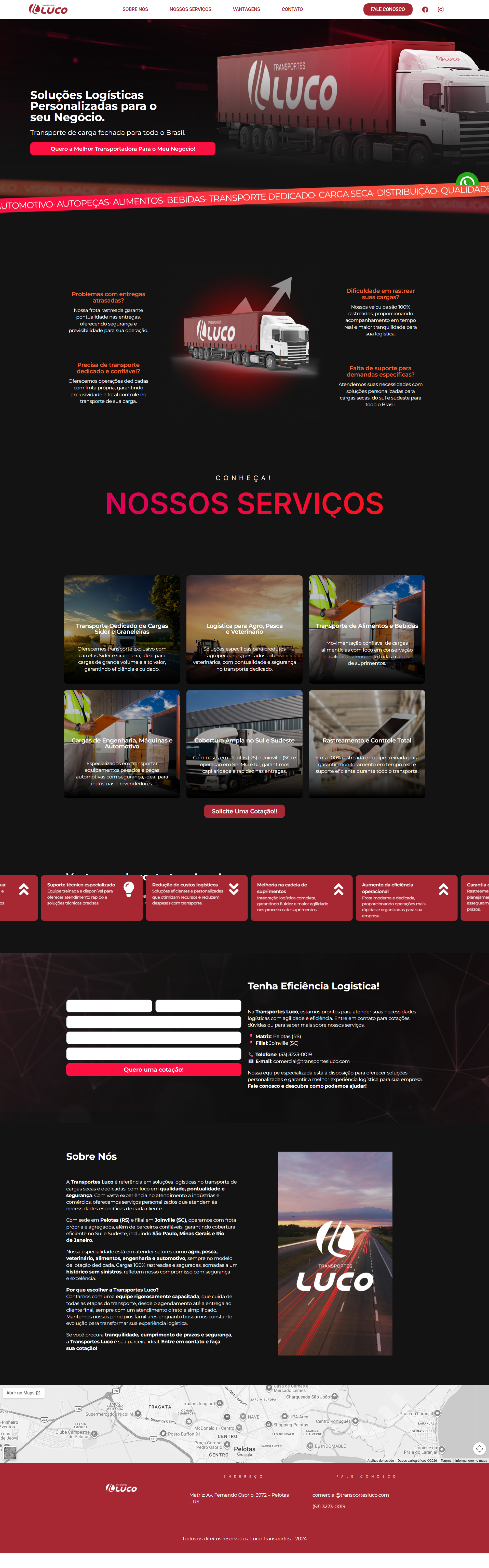 Print do site Transportes Luco