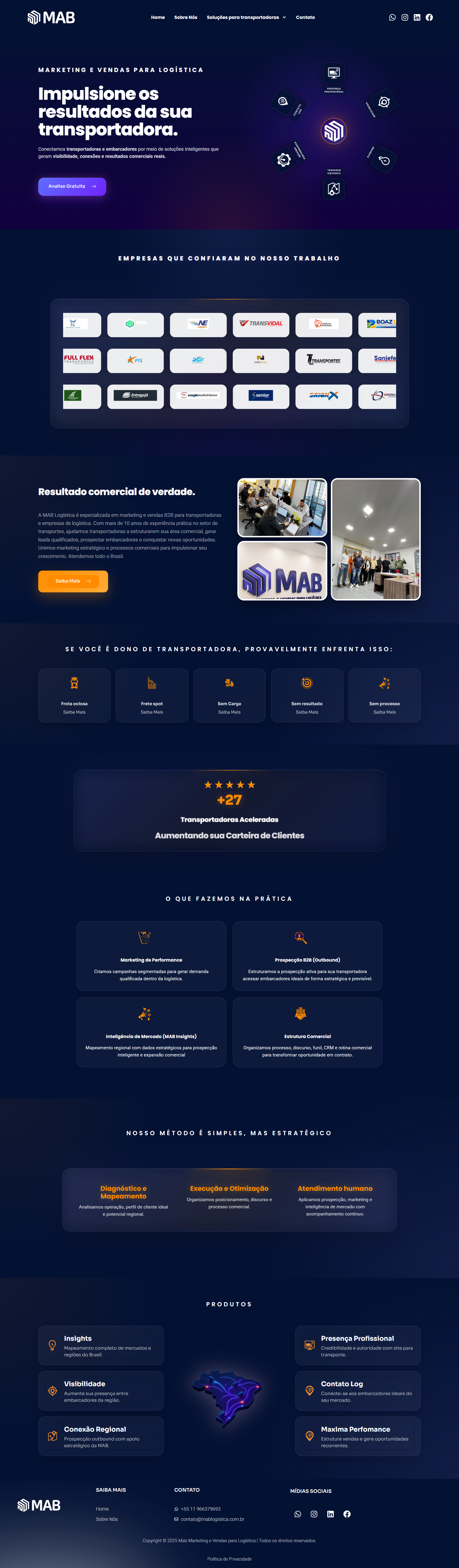 Exemplo de site desenvolvido pela JRD Creators - MAB Logística