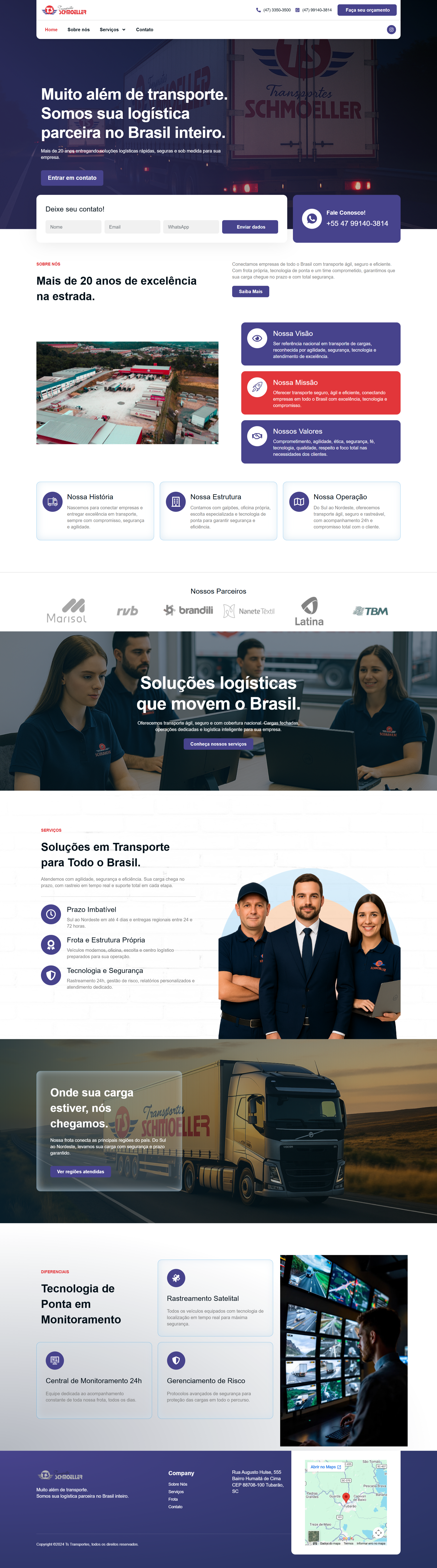 Print do site Transportes Schmoeller